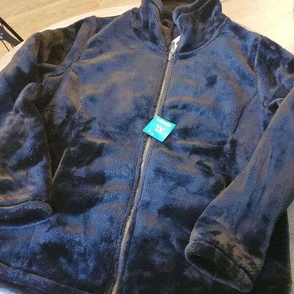 Plush Faux Fur Full Zip Jacket Black XL | 32 Degrees - Picture 2 of 9